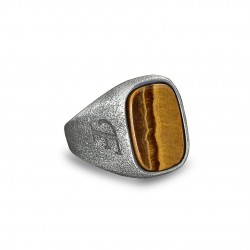 Eskitme Model Kişiye Özel Harf İşlemeli Kaplangözü Taşlı Erkek Gümüş Yüzük