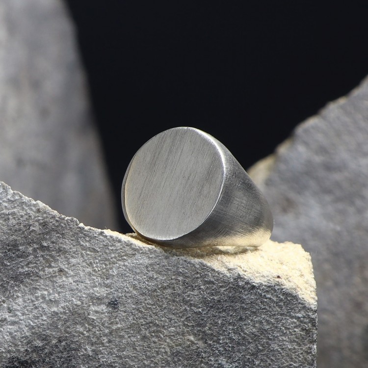 Eskitme Model Oval Tasarım Erkek Gümüş Yüzük
