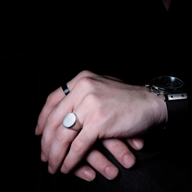 Eskitme Model Oval Tasarım Erkek Gümüş Yüzük