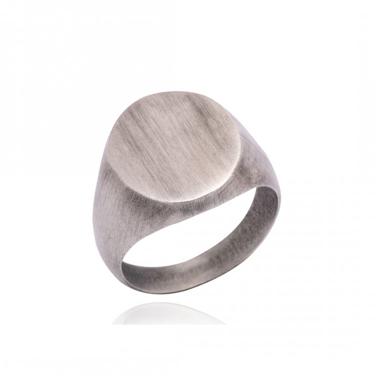 Eskitme Model Oval Tasarım Erkek Gümüş Yüzük