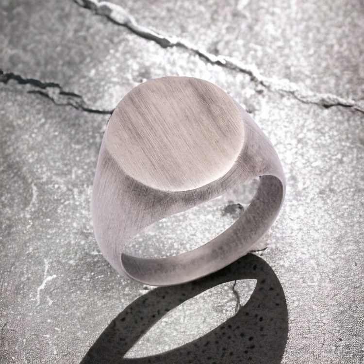 Eskitme Model Oval Tasarım Erkek Gümüş Yüzük