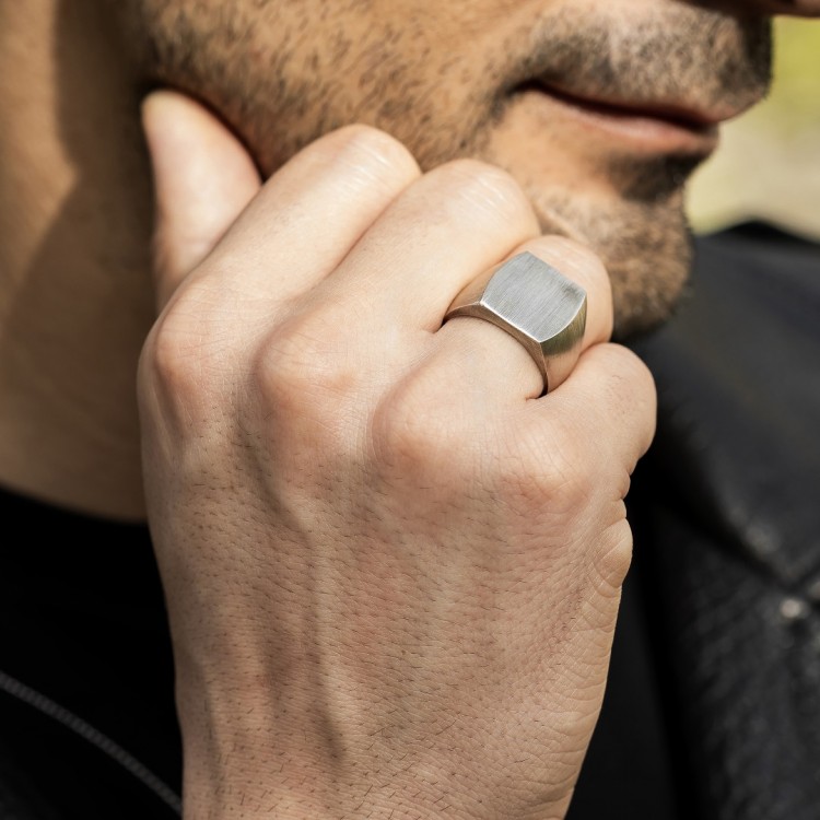 Eskitme Model Sade Tasarım Erkek Gümüş Yüzük