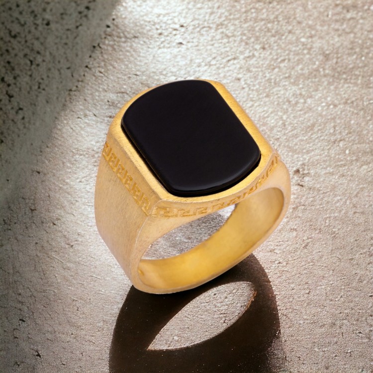 Altın Kaplama Oniks Taşlı Erkek Gümüş Yüzük Altın Kaplama Oniks Taşlı Erkek Gümüş Yüzük