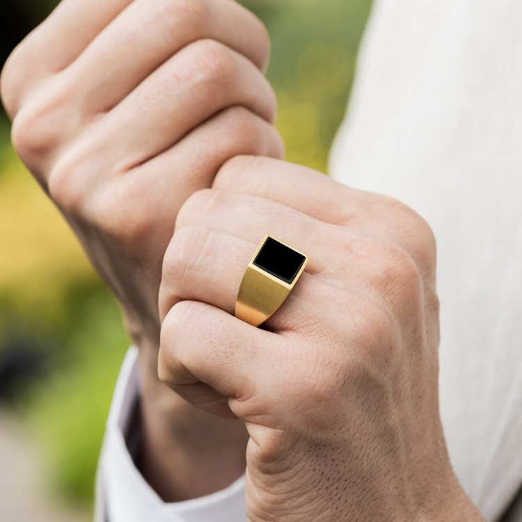 Altın Kaplama Sedef Taşlı Erkek Gümüş Yüzük Altın Kaplama Sedef Taşlı Erkek Gümüş Yüzük