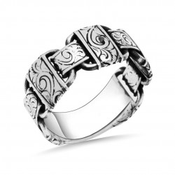 Kalem İşçilikli 925 Ayar Erkek Gümüş Yüzük