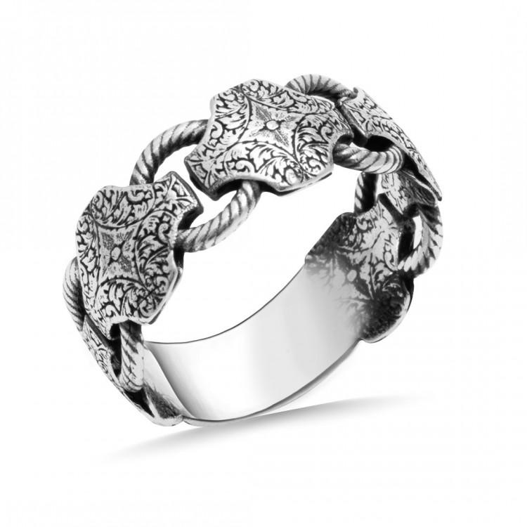 Kalem İşçilikli 925 Ayar Erkek Gümüş Yüzük