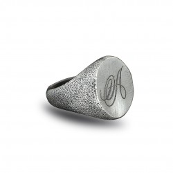 Eskitme Model Kişiye Özel Harf İşlemeli Oval Dizayn Erkek Gümüş Yüzük