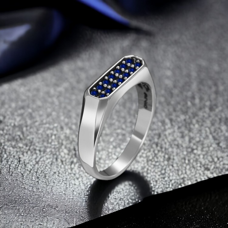 Zirkon Taşlı Erkek Gümüş Yüzük