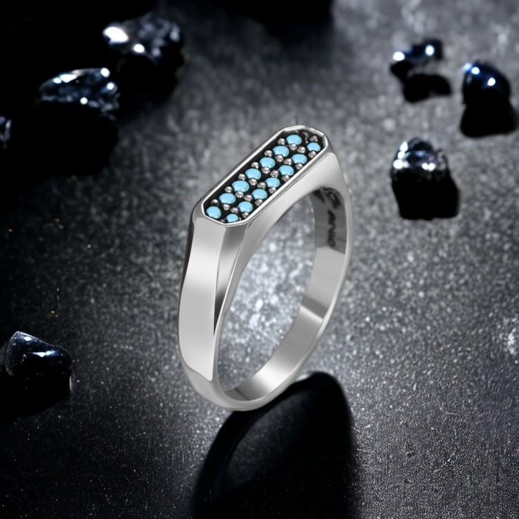 Firuze Taşlı 925 Ayar Erkek Gümüş Yüzük Firuze Taşlı 925 Ayar Erkek Gümüş Yüzük