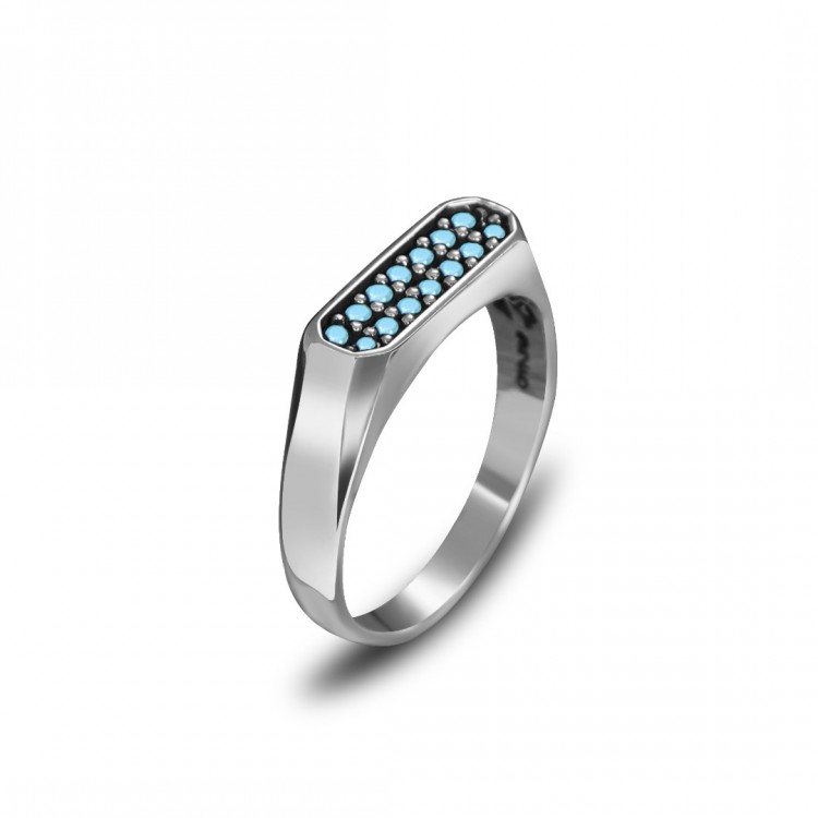 Firuze Taşlı 925 Ayar Erkek Gümüş Yüzük