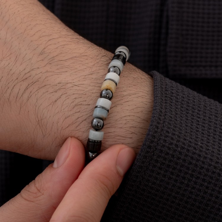 Amazonit Taşlı Erkek Gümüş Bileklik Amazonit Taşlı Erkek Gümüş Bileklik